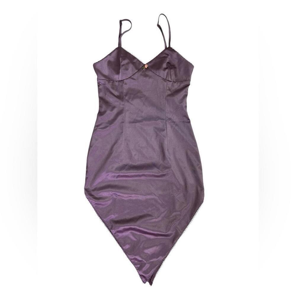 ASOS ZYA Y2K Lavender Lilac Satin Asymmetrical Dress Size 8